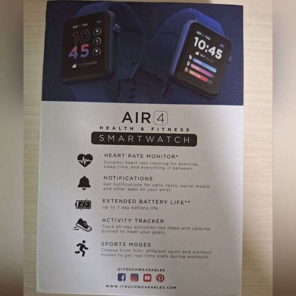 🎁iTouch Air 4 Unisex Blue Silicone Strap Smartwatch 41 mm Fully Charged - Picture 5 of 8